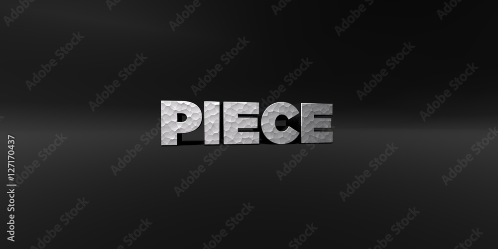 Fototapete piece - hammered metal finish text on black studio - 3d rendered royalty free stock photo. this imag