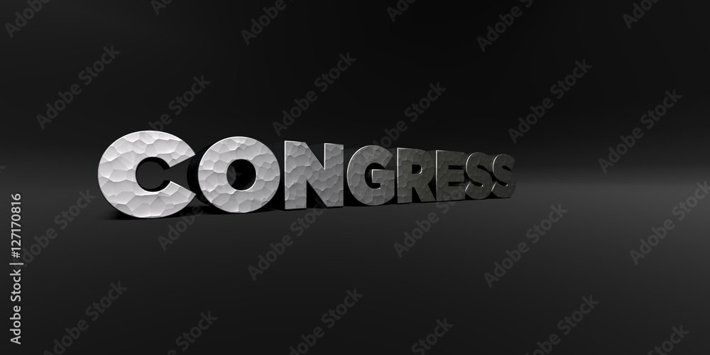 Fototapete congress - hammered metal finish text on black studio - 3d rendered royalty free stock photo. this i