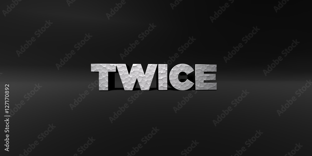 Fototapete twice - hammered metal finish text on black studio - 3d rendered royalty free stock photo. this imag