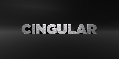 Fototapeta premium CINGULAR - hammered metal finish text on black studio - 3D rendered royalty free stock photo. This image can be used for an online website banner ad or a print postcard.