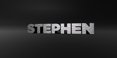 STEPHEN - hammered metal finish text on black studio - 3D rendered royalty free stock photo. This image can be used for an online website banner ad or a print postcard.