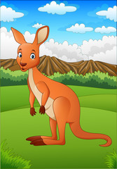 Cartoon kangaroo in Australian outback