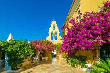 Theotokos Monastery, Paleokastritsa town, Corfu island, Greece
