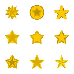 Figure star icons set. Flat illustration of 9 figure star vector icons for web