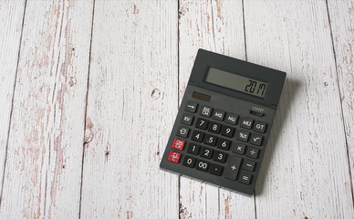 Calculator with the word 2017 on the display