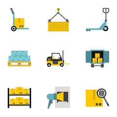 Shipping icons set. Flat illustration of 9 shipping vector icons for web