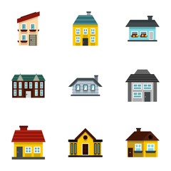 Residence icons set. Flat illustration of 9 residence vector icons for web