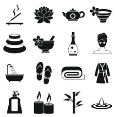 Spa treatments icons set. Simple illustration of 16 spa treatments vector icons for web