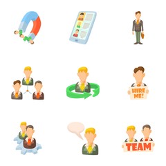 Employee icons set. Cartoon illustration of 9 employee vector icons for web