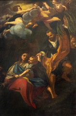 Obraz na płótnie Canvas BRESCIA, ITALY - MAY 23, 2016: The painting Rest on the Flight into Egypt in church Chiesa di San Giovanni Evangelista by unknown artist.