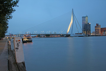 Erasmusbrücke bei Nacht, Rotterdam, Niederlande 