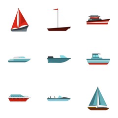 Maritime transport icons set. Flat illustration of 9 maritime transport vector icons for web