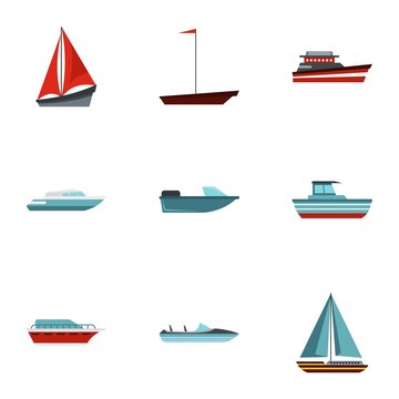 Maritime transport icons set. Flat illustration of 9 maritime transport vector icons for web