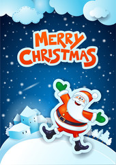 Fototapeta na wymiar Christmas eve with happy Santa Claus and text