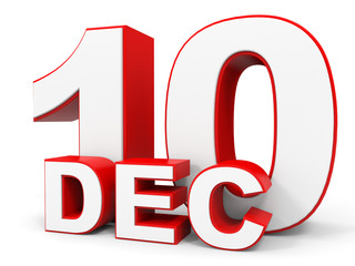 December 10. 3d text on white background.