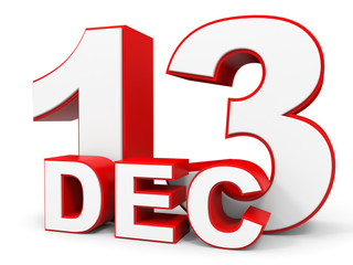 December 13. 3d text on white background.