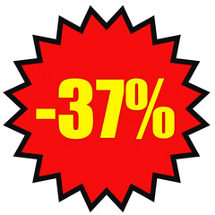 Discount 37 percent off. 3D illustration on white background.