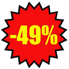 Discount 49 percent off. 3D illustration on white background.