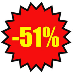 Discount 51 percent off. 3D illustration on white background.