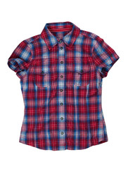 Red plaid shirt women, isolate