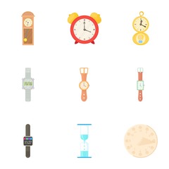 Clock icons set. Cartoon illustration of 9 clock vector icons for web