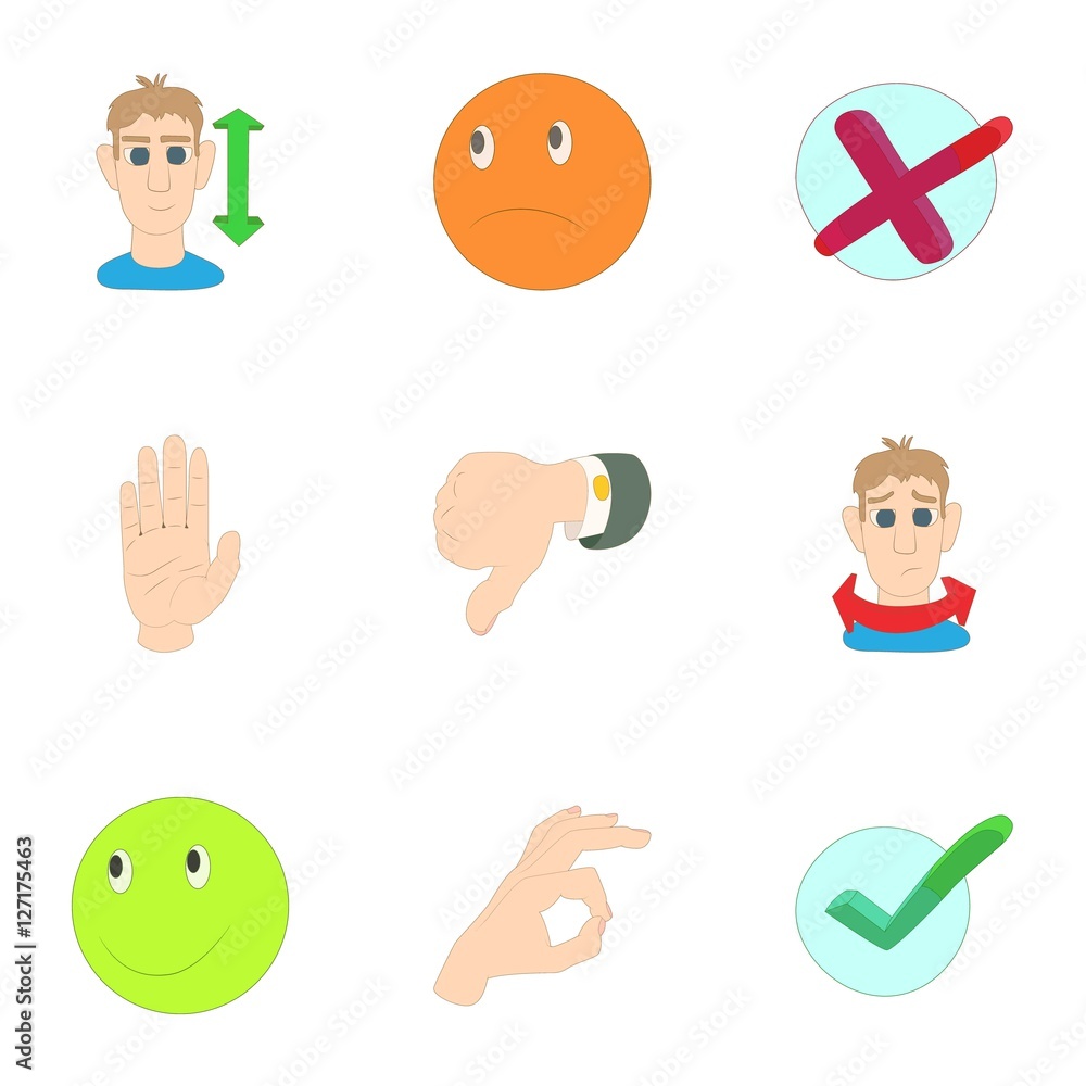 Poster button icons set. cartoon illustration of 9 button vector icons for web