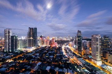 Makati Skyline at night, Philippines. Makati is a city in the Philippines` Metro Manila region and...