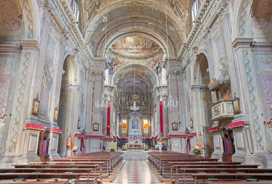 BRESCIA, ITALY - MAY 23, 2016: The nave of Sant'Afra church.