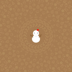 Snowman icon and Christmas icon set pattern circle shape isolated transparency on red color background