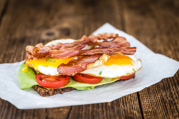 Bacon and Egg Sandwich (selective focus)