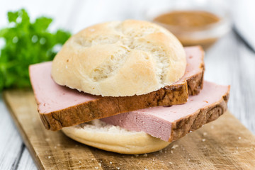 Fresh made Meat Loaf on rustic background