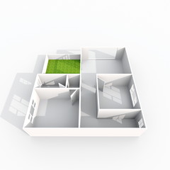 3d interior rendering of empty home apartment