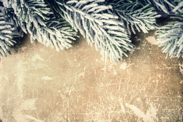 Aged cardboard with copy space on Xmas background