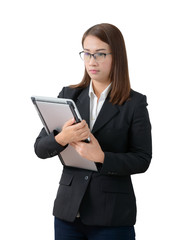 Young businesswoman holding a tablet