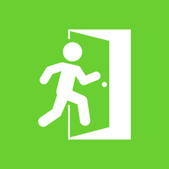 Icono plano salida en fondo verde