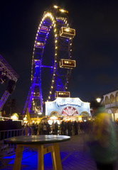 View at night of Prater wheel in Vienna, long exposure shot