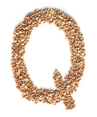 Letter Q made of buckwheat   isolated on white background - 127180034