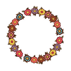 Flowers crown icon. Decoration rustic garden floral nature plant and spring theme. Isolated design. Vector illustration