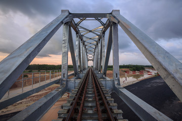 Fototapeta na wymiar The steel structure of railway track
