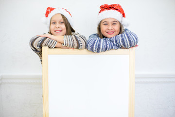 girl with white board, Christmas