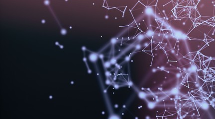 Modern technology geometry polygonal  low poly connecting dots and lines background. 3d rendering