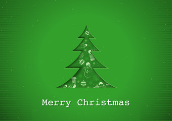 Green Christmas Greeting with Abstract Christmas Tree - Background Illustration, Vector