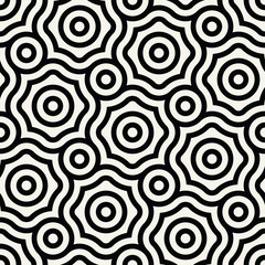 Naklejka premium Abstract geometric black and white graphic design print floral trippy pattern