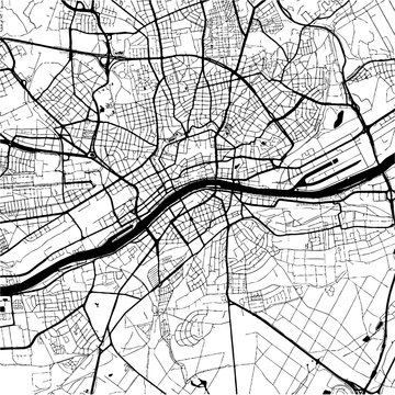Frankfurt, Germany, Monochrome Map Artprint