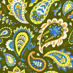 Seamless Abstract Floral Pattern with Paisley.