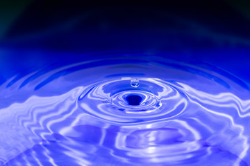 Naklejka na ściany i meble Water drop abstract in blue hues and reflection