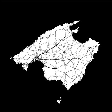 Mallorca Monochrome Map Artprint