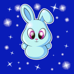 Obraz premium snow bunny. christmas, new year. stars on a blue background. EPC 10. vector