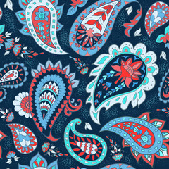 Naklejka premium Seamless Abstract Floral Pattern with Paisley.