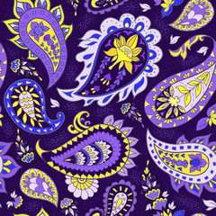 Seamless Abstract Floral Pattern with Paisley.